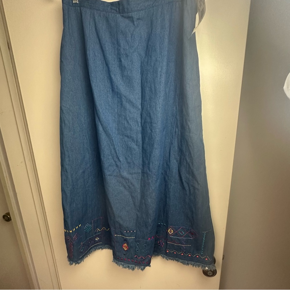 Napa Valley Denim Boho Embroidered Geometric Trim Vintage 90’s/Y2K Skirt NWT 12 - Picture 2 of 15